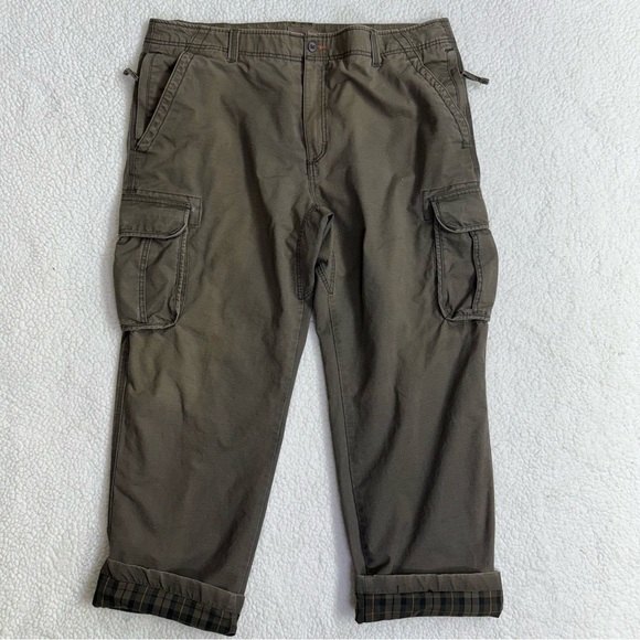 Vintage L.L. Bean Flannel Lined Cotton Cargo Pants - Picture 1 of 13